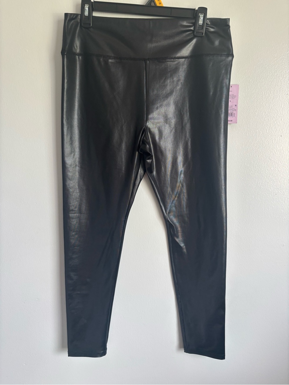 NWT Wild Fable Liquid Black Faux Leather Leggings Moto Grunge size Large